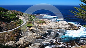 Beautiful coast with curve street in Monterey