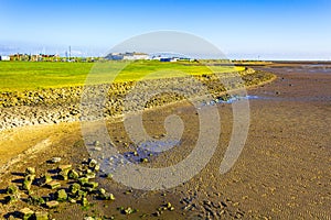 Beautiful coast mudflats and wadden sea seascape landscape Dorum Germany