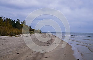 Beautiful coast of the sea coast in the Gulf of Riga, Latvia, Kurzeme photo