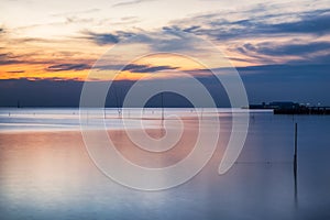 Beautiful coast sea tranquil at twilight