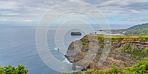 Beautiful coastal panorama view and Atlantic ocean, Mosteiros, Sao Miguel, Azores