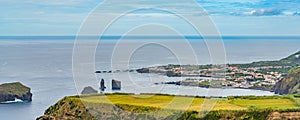 Beautiful coastal panorama view and Atlantic ocean, Mosteiros, Sao Miguel, Azores