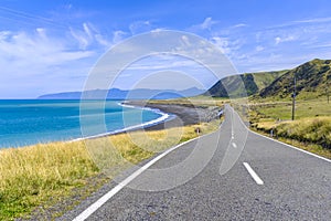 Beautiful coastal road by a sea shore