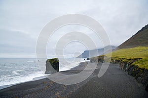 Beautiful coastal rock formations in eastern Iceland