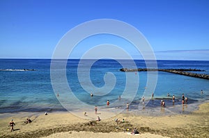 Beautiful coastal view of El Duque beach in Costa Adeje,Tenerife,Canary Islands,Spain.