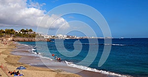 Beautiful coastal view of El Duque beach in Costa Adeje,Tenerife, Canary Islands,Spain.Summer vacation or travel concept.