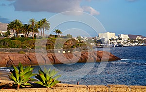 Beautiful coastal view of El Duque beach in Costa Adeje,Tenerife, Canary Islands,Spain.Summer vacation or travel concept.