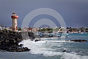 Beautiful coastland landscape of lighthouse in