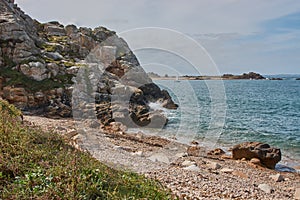 Beautiful coastline in Brittany, France. Cote de granit rose in France