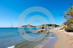 The beautiful coastline in Ereikoussa, one of the Diapontia islands northwest of Corfu, Greece