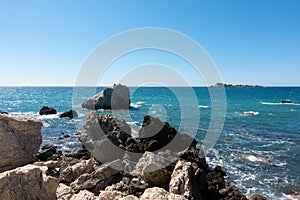 The beautiful coastline in Mathraki, one of the Diapontia islands northwest of Corfu, Greece