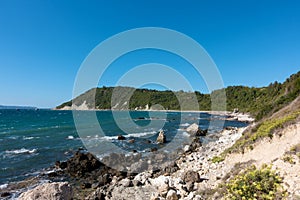 The beautiful coastline in Mathraki, one of the Diapontia islands northwest of Corfu, Greece