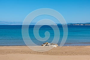 The beautiful coastline in Mathraki, one of the Diapontia islands northwest of Corfu, Greece