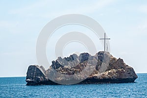 Beautiful coastline with mountains and rocks in Greece