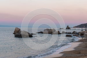 Beautiful coastline with mountains and rocks in Greece