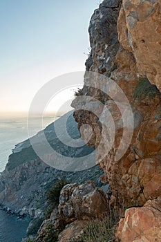 Beautiful coastline with mountains and rocks in Greece