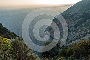 Beautiful coastline with mountains and rocks in Greece