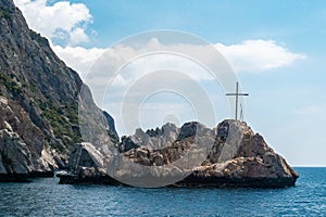 Beautiful coastline with mountains and rocks in Greece