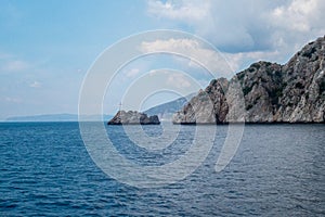 Beautiful coastline with mountains and rocks in Greece