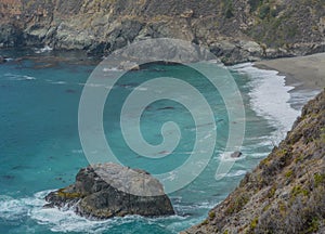 The beautiful coastline of the Pacific Ocean in Monterey County, California