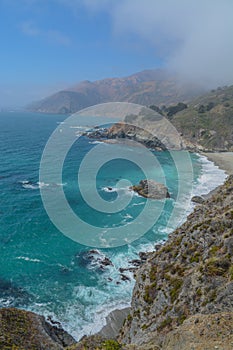 The beautiful coastline of the Pacific Ocean in Monterey County, California