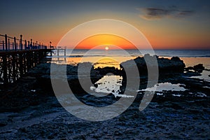 Beautiful coastline of the Red Sea in Marsa Alam at sunrise, Egypt