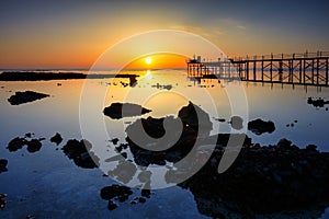 Beautiful coastline of the Red Sea in Marsa Alam at sunrise, Egypt