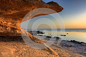 Beautiful coastline of the Red Sea in Marsa Alam at sunrise, Egypt