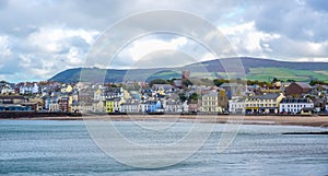 Beautiful coastline with the seaside town of Peel, Isle of Man