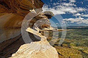 Painted Cliffs, Maria Island, Tasmania, national reservation, Australia photo