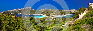 Beautiful coastline view to Spaggia Zia Culumba and Spaggia Rena Di Ponente and azure clear water, Capo Testa, Sardinia photo