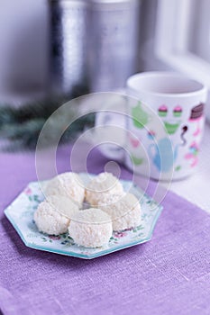 Beautiful coconut candy with nuts