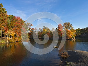 Beautiful Coe Lake with brilliant fall colors