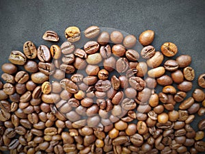 Beautiful coffee beans in bacground photo