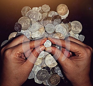 Beautiful coin art picture clicked in India adoring different coins of India
