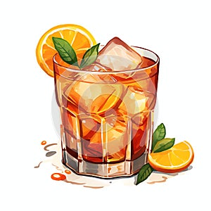 beautiful Cointreau Liqueur watercolor drink clipart illustration