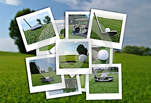 Beautiful collage of golf photos in various format