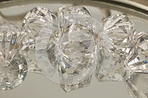 Beautiful collection of diamond ornaments reflected in the mirror