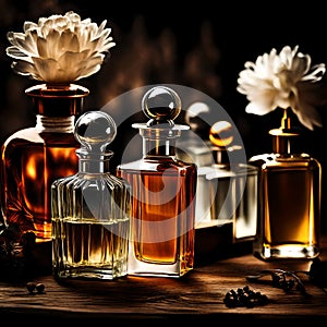 Beautiful collection of perfume bottles - ai generated image