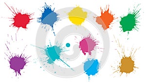 Beautiful color paint blots, splashes. Set of art elements. Vector illustration