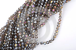 Beautiful Glass Sparkle Crystal Isoalted Beads on white background. Use for diy beaded jewelry