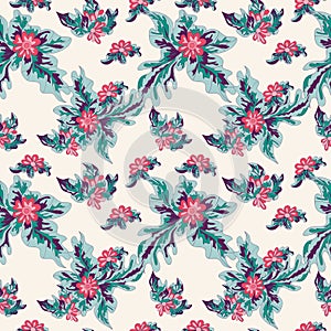 Beautiful colored abstract flowers on a light background tender seamless pattern