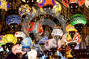 Beautiful Colored Arabian Lamps In Oriental Grand Bazaar