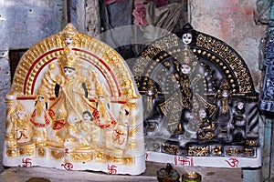 Beautiful colored Idol of Hindu Goddess Durga during Bengal`s Durga Puja festival