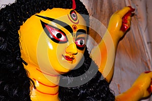 Beautiful colored Idol of Hindu Goddess Durga during Bengal`s Durga Puja festival