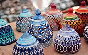 Beautiful colored lamps in eastern markets photo
