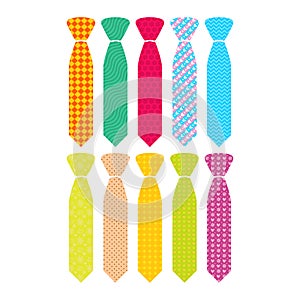 Beautiful colored men`s ties with different patterns.
