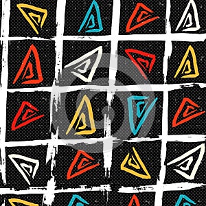 Beautiful colorful abstract graffiti polygons on a black background vector illustration