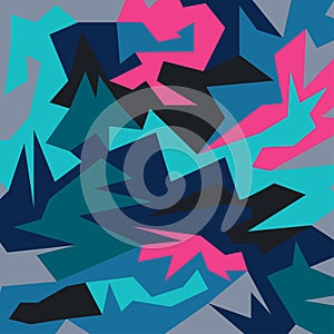 Beautiful colorful abstract graffiti polygons on a black background vector illustration