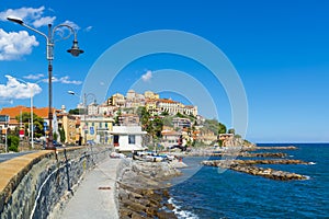 Beautiful colorful ancient mediterranian town on the hill.